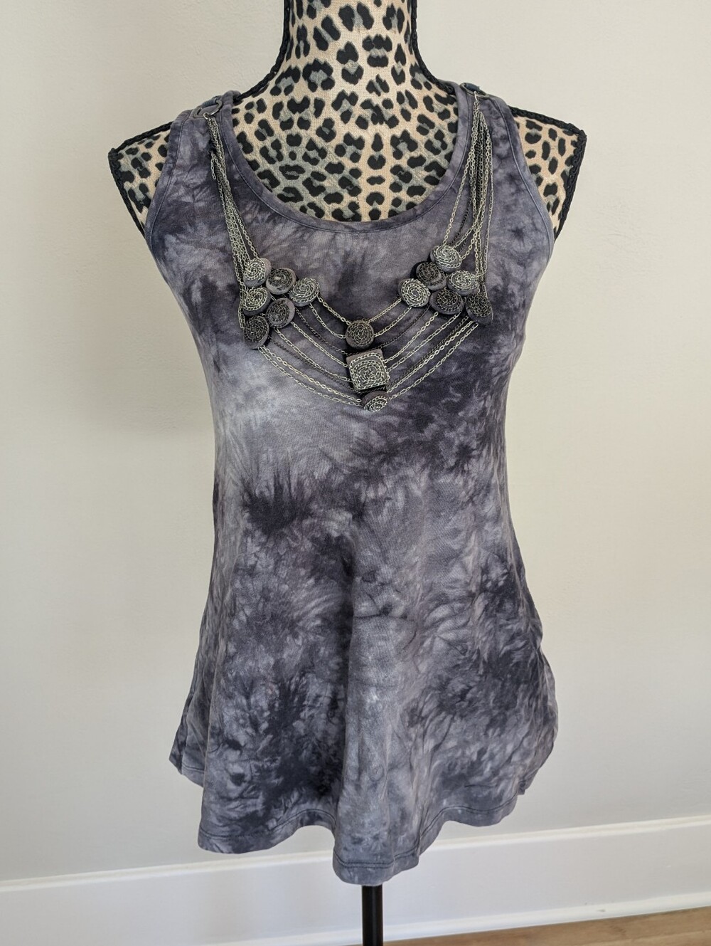 Purple Tie-Dye Tank with built in necklace